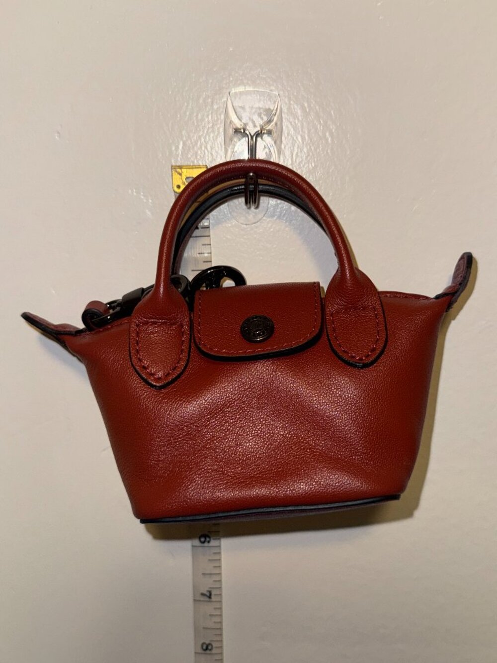 LONGCHAMP Nano Mini Le Pliage Cuir Leather Top Handle Bag CrossBody NWT - Picture 11 of 11